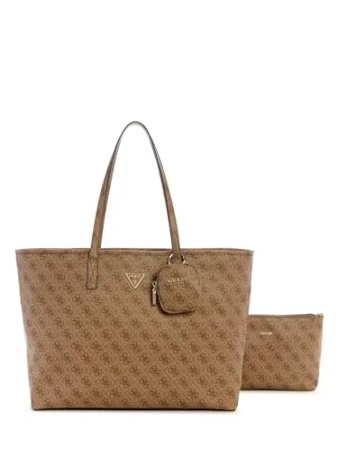 Guess Shopper Power Play II Large Tech Tote - Latte - Handtaschen mit edlem Design, ideal für Alltag und Reisen. Mit Trolley-Aufstecklasche und praktischen Fächern für Ihre Essentials.