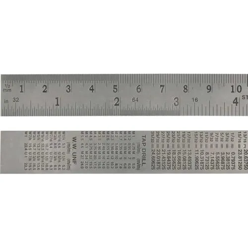 Faithfull Edelstahllineal 600 mm (24 Zoll) – Markier- und Messlineal mit metrischer und imperialer Teilung, Umrechnungstabelle und Aufhängeöse