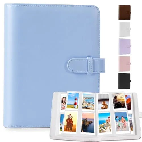 DUNSOO Fotoalbum, 256 Pockets für Instax Mini Fotoalbum, Polaroid Album Mit Fujifilm Instax Mini Film/Polaroid Zink Fotopapier/Kodak Zink Fotopapier, Max Passt Fujifilm 95x63mm (Blau)