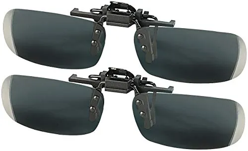 Speeron Brille Clip Sonnenbrille: 2er-Set Sonnenbrillen-Clips Slim für Brillenträger, polarisiert (Brille Sonnenbrille, Brillen Aufsatz, Optische Damen)
