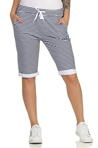 CLEO STYLE Kurze Damen Bermuda, leichte luftige Hose für den Sommer, kurzer Jogger für Freizeit und Strand 921 (34-40, Modell 2)