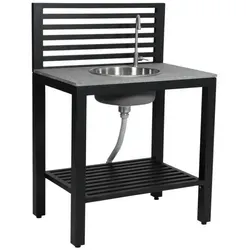 Outdoor Küche Bellac von Brafab aus Aluminium und Stein, modern mit Edelstahl-Waschbecken, schwarz