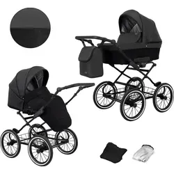Kunert Romantic 2in1 Kinderwagen Schwarz/Grau mit AIR Wheels - Der Kunert Romantic 2in1 Kinderwagen bietet eine sichere und komfortable Lösung für Ihr Kind. Mit großen AIR Wheels und einem stabilen Rahmen ist er ideal für alle Terrains. Inklusive Tragewanne, Buggy und Autositz.