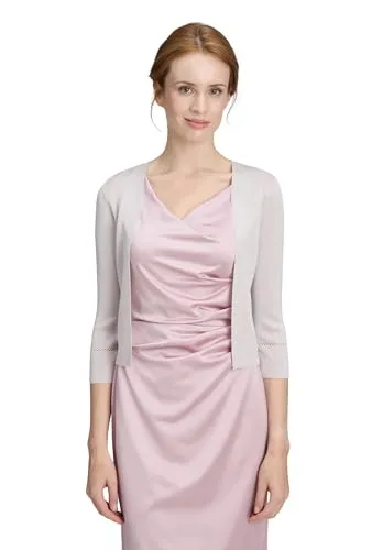 Vera Mont Damen Strickbolero ohne Verschluss - Strickjacke für Damen, figurumspielend mit 3/4 Ärmeln und glitzerndem Muster – perfekt für elegante Anlässe.