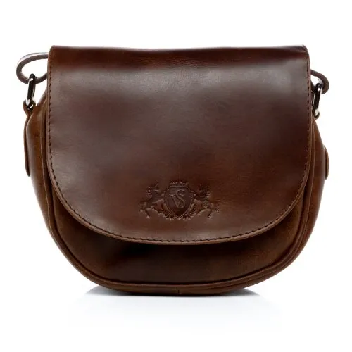 SID & VAIN Schultertasche BRIGHTON - Umhängetasche klein - Damentasche - echt Leder braun