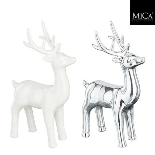 Mica Rentier Weihnachtsdeko, silber oder weiß, l17,5xb9,5xh30,5cm