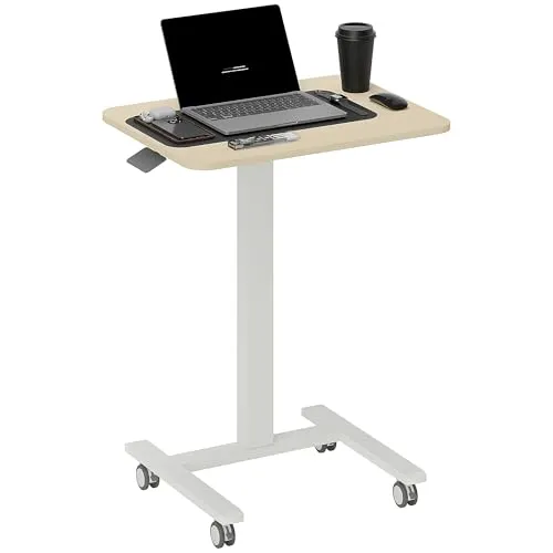 Vinsetto Höhenverstellbarer Stehpult Computertisch 65 x 48 cm mit Handkurbel - Flexibles Arbeiten: Der höhenverstellbare Computertisch ermöglicht eine individuelle Anpassung von 68 bis 108 cm. Mit vier leichtgängigen Rädern und Bremsen für sicheren Halt ist er ideal für moderne Arbeitsumgebungen.
