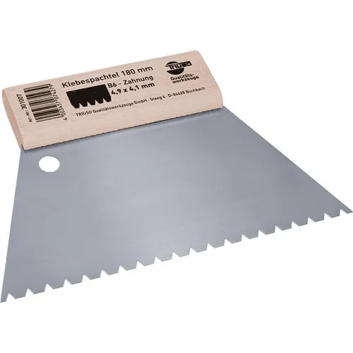 Klebespachtel 180 mm Klebekelle Spachtel Naturholzgriff Trapezzahnung 4,9x4,1 mm