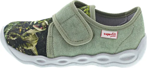 Superfit Bubble Jungen Hausschuh GRÜN 7530, 30 EU - Hausschuhe aus strapazierfähigem Textil mit Baumwollfutter, weit öffnendem Klettriemen und abriebfester Sohle – ideal für drinnen und draußen.