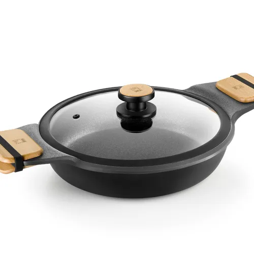 BRA Market | Niedriger Kochtopf 36 cm, Aluminiumguss mit Antihaftbeschichtung, PFOA-frei, für alle Herdarten einschließlich Induktion geeignet