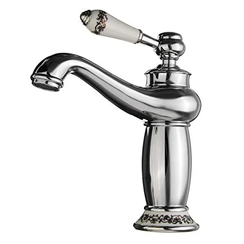 ZXC Retro Antik Landhaus Bad Waschbecken Armatur - Waschraumarmaturen mit schickem Chrom-Finish und nostalgischem Design, ideal für stilvolle Badezimmer. Hergestellt aus massivem Messing, pflegeleicht und langlebig.