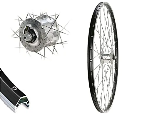 Zoll Vorderrad 19-622 Cut19 schwarz Hohlkammer Black Dingo Nabendynamo Silber Schnellspanner für V-Brake 28