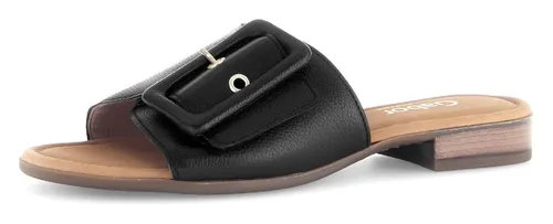 Gabor RHODOS Pantolette, Blockabsatz, Komfortschuh in Weite G - Pantoletten aus leichtem Kalbsleder mit gepolsterter Innensohle für optimalen Tragekomfort, ideal für Sommertage und entspannte Outfits.