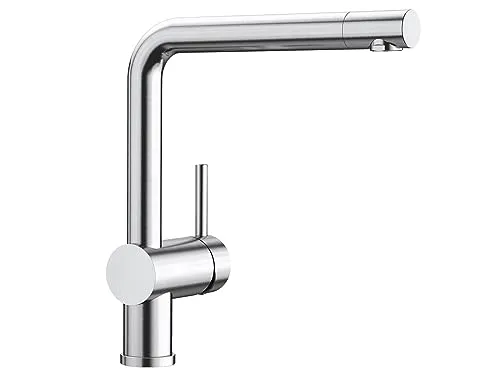 BLANCO LINUS Küchenarmatur in PVD steel – Hochdruck mit Rückflussverhinderer - Armaturen für die Küche mit 360° Schwenkbereich für maximale Flexibilität und gesicherter Wasserqualität durch LGA zertifizierte Komponenten.