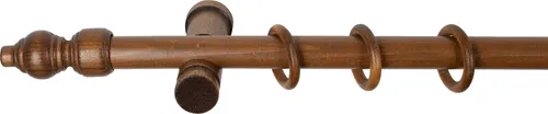 SN Deco - Stilgarnitur Gardinenstange Vorhangstange Filigrano, Holz, moderner Träger, 28 mm, 1-Lauf, Komplettset mit Ringen, Farbe Walnuss, 140 cm
