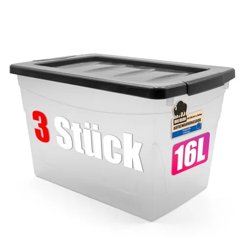 BigDean 3er Set Aufbewahrungsboxen mit Deckel - Praktisches 3-teiliges Set aus stabilen Kunststoffboxen mit Deckel für die perfekte Lagerung von Kleidung, Werkzeug oder Spielzeug. Stapelbar, platzsparend und ideal für jeden Haushalt!