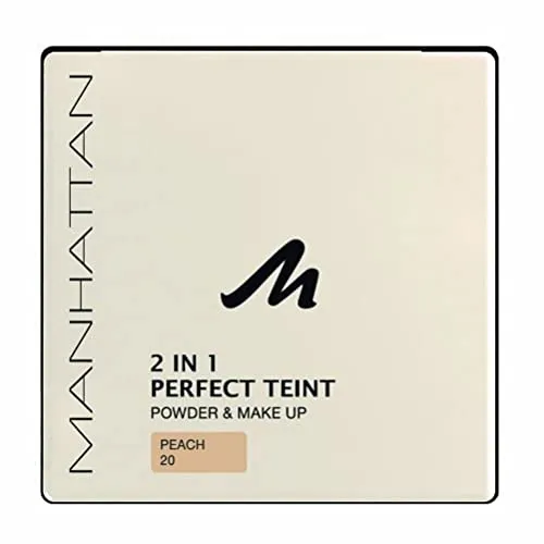 Manhattan 2 in 1 Perfect Teint Powder - Farbe Peach 20 - Grundierung mit dualer Funktion für einen makellosen Teint, ideal für ein natürliches Finish und langanhaltende Deckkraft.