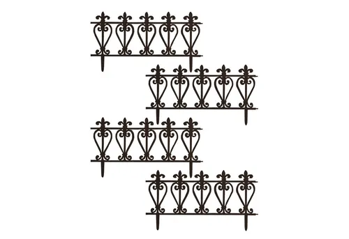 HTI-Living Beetbegrenzung Zierzaun Ornament 4-teilig Nessa, 4 Zaunelemente, Beeteinfassung Beetbegrenzung