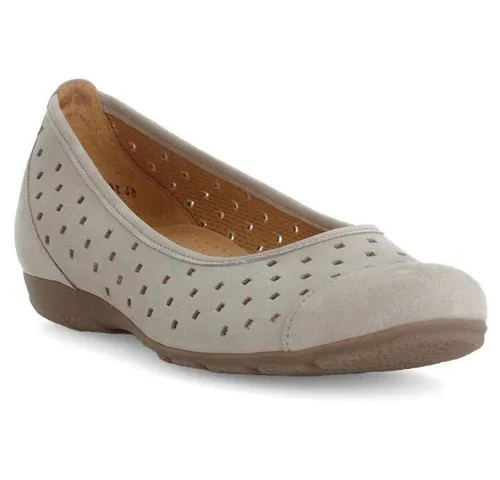 Gabor Ballerinas Nubukleder beige 37 EU - Bequeme Ballerinas aus Nubukleder in Größe 37, ideal für den Alltag. Mit einem 2 cm Blockabsatz und rundem Schuhspitz für perfekten Komfort.