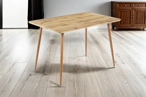 SAM Esstisch Trondheim | 115 x 75 cm | Holz Wildeiche-Optik | Schweizer Kante | 4-Fuß-Gestell Metall eichefarben | Esszimmer & Küche