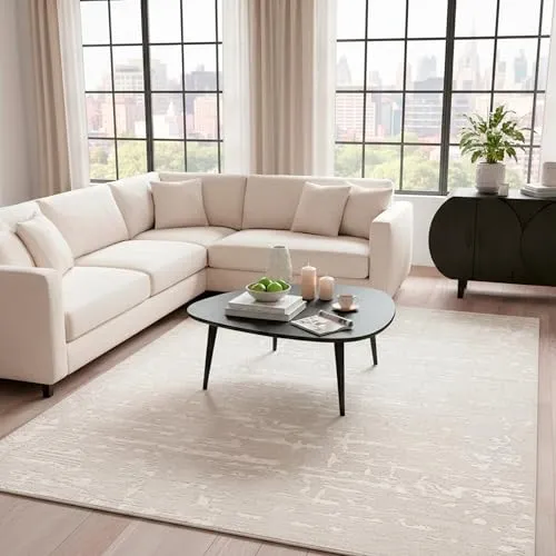 TESSO LIVING Kurzflor Teppich Wohnzimmer Weiß 120 x 170 cm in weiß von TESSO LIVING