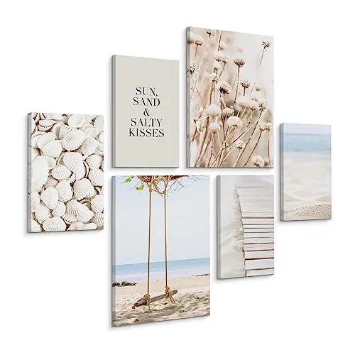 Muralo - Wandbilder Set - Leinwand Bilder Set Aufhängefertig - Bilder für Wohnzimmer Schlafzimmer - Moderne Wanddeko - Natur - 4 Bilder 20 x 30 cm mit 2 Bilder 30 x 40 cm