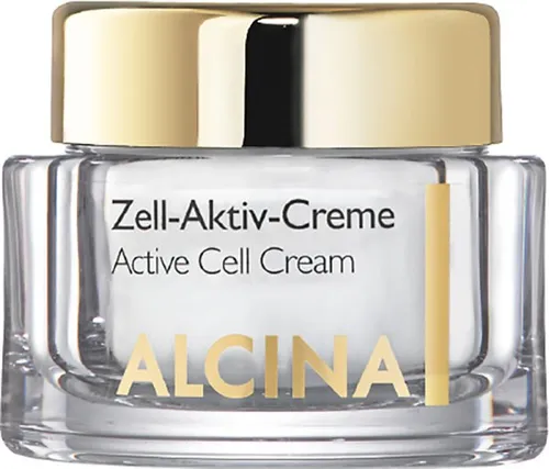 Alcina Zell-Aktiv-Creme 50 ml - Tagespflege mit Pentapeptiden, die die hauteigene Collagenproduktion unterstützt und für sofort straffere Gesichtskonturen sorgt. Verringert erste Fältchen und sorgt für ein glatteres Hautbild.