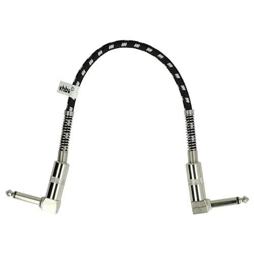 vhbw Gitarren-Patchkabel 30cm Klinke Kabel für Effektpedale - Klinkenpatchkabel mit 6,35mm Klinkenstecker, gewinkelt, geflochten, weiß/silber
