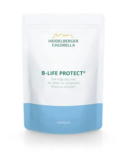 Heidelberger Chlorella B-Life Protect Kapseln – Hochdosiert mit aktivem Vitamin B6 - Vitamin B-Complex Präparate mit hoher Bioverfügbarkeit, vegan und ohne Zusatzstoffe. Ideal für eine gesunde Ernährung und Unterstützung des Stoffwechsels.