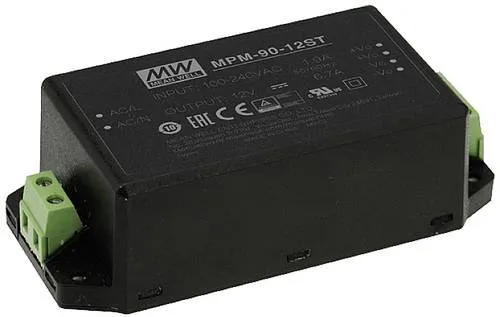 MW Mean Well MPM-90-24ST Schaltnetzteil 24 V/DC 3.75 A 90 W - Schaltnetzteil für zuverlässige Stromversorgung, mit einer hohen Lebensdauer von 570.500 Stunden und einem breiten Temperaturbereich von -30 °C bis +70 °C.