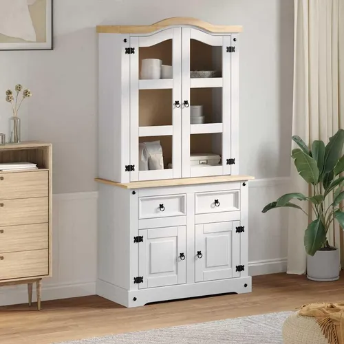 vidaXL Sideboard Corona Weiß 100 x 48,5 x 179 cm aus massivem Kiefernholz