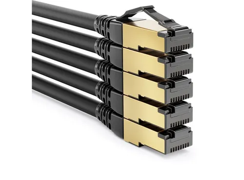 deleyCON deleyCON 5x 1m CAT8.1 Patchkabel S/FTP PIMF 2000MHz 40Gbit RJ45 LAN LAN-Kabel