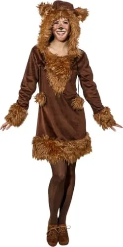 NEU Damen-Kleid Bär mit Kapuze, Gr. 34-36 - Kostüme für Erwachsene: Verspielt und bequem, ideal für Fasching und Karneval, aus 100% Polyester für optimalen Tragekomfort.
