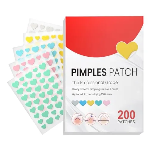 PCS Pimple Patch Hydrokolloid Pickel Patch Akne Patches Wasserdichte Atmungsaktive Acne Patch Pflaster Anti Mit Teebaumöl Tag & Nacht Akne pflaster für alle Hauttypen, Herz 200