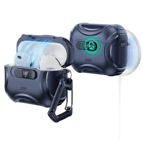 ESR Hülle für AirPods Pro 3 (2025), kompatibel mit AirPods Pro 3. Generation (USB-C), Müheloses MagSafe, Stoßsicherer Verschluss, Einfaches Öffnen, Cyber-Serie, Blau