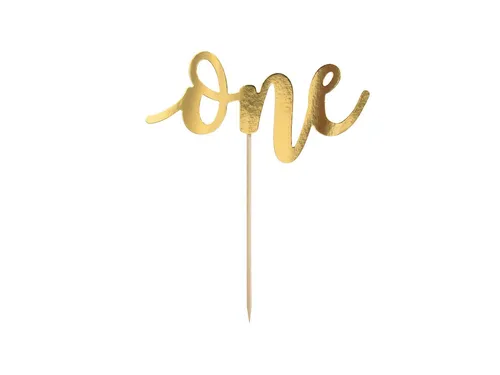 partydeco Tortenstecker, Cake Topper One 19cm Geburtstagsdeko 1 Jahr Tortendeko Gold