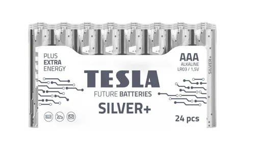 Batterie AAA LR03 1,5V TESLA SILVER+ Micro ALKALINE 24 x