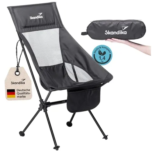 Skandika Campingstuhl Compact - Leichter Klappstuhl für Outdoor & Balkon - Klappstuhl bis 150 kg, extrem leicht und schnell auf- und abbaubar. Ideal für Camping, Picknick und den Garten. Mit cleverem Bungee-Stecksystem und praktischem Organizer.