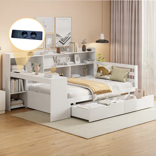 OKWISH Bartisch 360° drehbar – Ausziehbarer Esstisch mit Sideboard