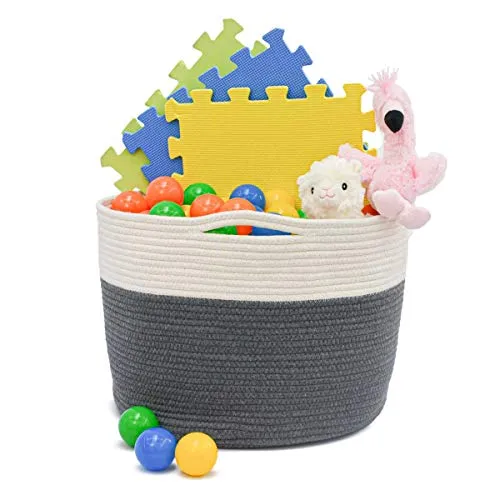 DuneDesign 35l Baumwoll Korb Aufbewahrung - Wäschekorb für Kinderzimmer und Bad - Wäschekörbe aus 100% nachhaltiger Baumwolle, 35L Volumen, stabil und faltbar. Ideal für Spielzeug oder Wäsche im Babyzimmer. Hygge-Style für jedes Zimmer!