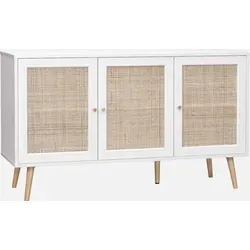 Alice's Home Sideboard aus Rohrgeflecht, weiß 120x39x70cm