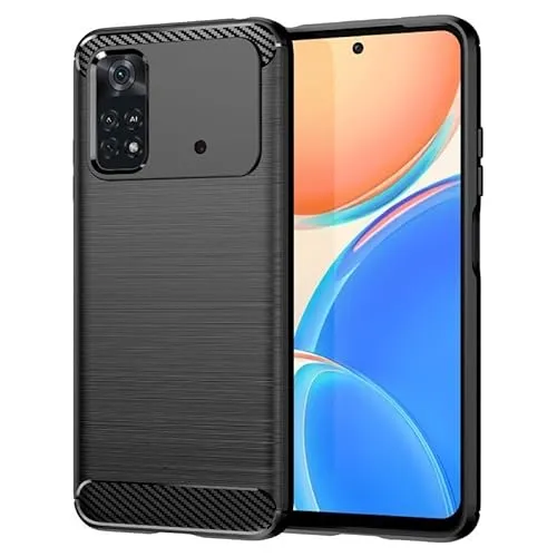 betterfon Carbon Handyhülle kompatibel mit Poco M4 Pro 4G | Smartphone Case aus TPU-Silikon | Schwarz