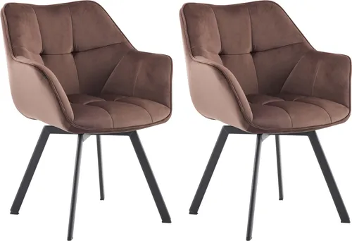 CLP 2er Set Esszimmerstuhl Jordi aus Samt in braun von CLP