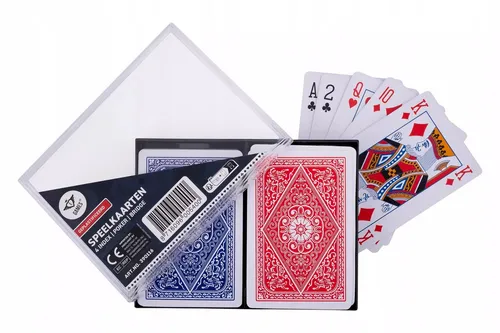 Komplet 2 talie 100% plastik w etui poker, makao, canasta, remik, 8716096005400