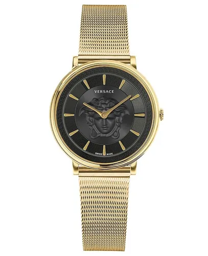 Versace V-Circle VE8102119 Damenuhr - Elegante Damenuhr aus Edelstahl mit goldfarbener Beschichtung, kratzfestem Saphirglas und 5 ATM Wasserdichtigkeit. Perfekt für stilbewusste Frauen.