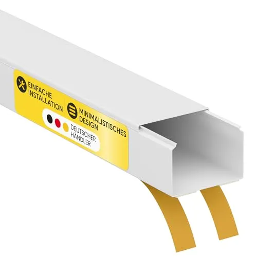 Kabelkanal aus hochwertigem PVC weiß Selbstklebend 2m - 1 Stück - 60x40mm