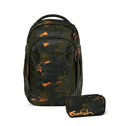Satch Match Schulrucksack Set 2tlg. (Jurassic Jungle) - Praktisch & Sicher - Satch Match Schulrucksack Set 2tlg. - ideal für den Schulalltag! Mit 30 + 5 Litern Volumen, reflektierenden Elementen für Sicherheit und aus 100% recycelten Materialien gefertigt.