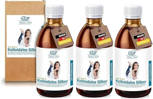 Natur Total Kolloidales Silber 100PPM [XXL-Set] 3 x PET Laborflaschen à 1000ml I Silberwasser hochdosiert