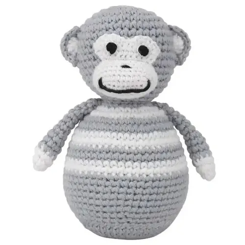 Stehaufmännchen Affe grau SindiBaba Glöckchen, Babyspielzeug, Kuscheltier Ostern
