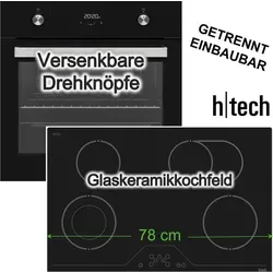 h|tech Einbaubackofen & Glaskeramikkochfeld Set